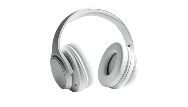 White over-ear headphones isolated on black background