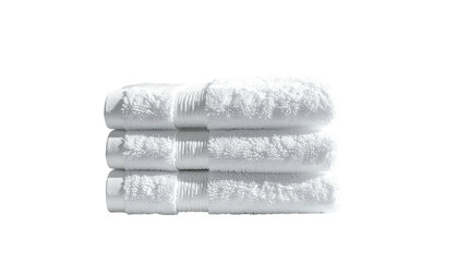 Stacked white towels, fluffy, neatly folded, clean look