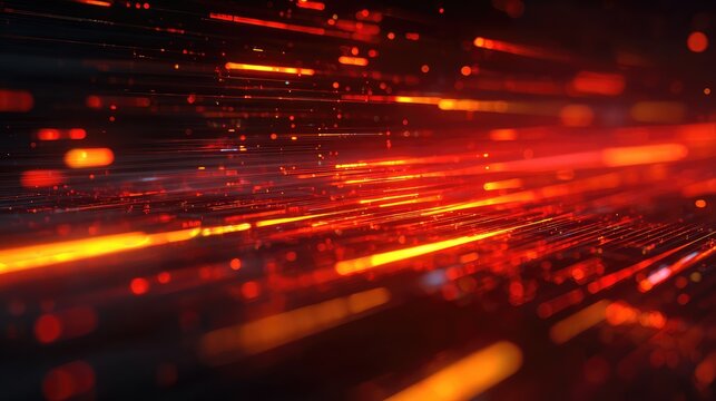 Red data stream moving with digital speed