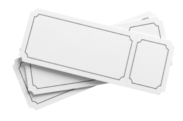 Blank tickets stack transparent background cutout png