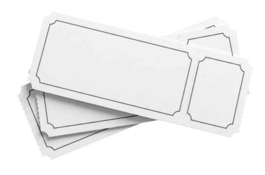 Blank tickets stack transparent background cutout png