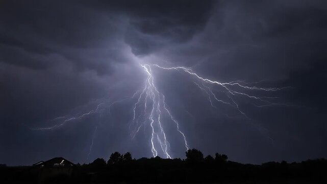 雷光が走る暗夜の電気エネルギー