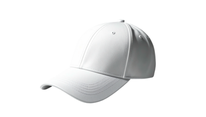 Plain, bright white baseball cap against a stark black background