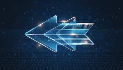 Rewind Symbol: A futuristic and stylish digital graphic showcasing the rewind symbol, symbolizing the concept of going back or replay in a modern context.