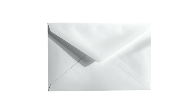 Plain white envelope closed, resting on dark surface