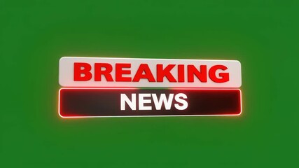 Breaking News Text Animation on a Green Screen Background for News Broadcasts and Media