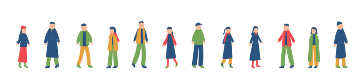 冬を過ごす人々のイラストセット