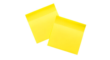 Two bright yellow square sticky notes overlapping notepad