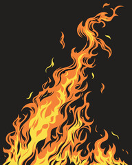 Isolated Fire Flames on Black Background