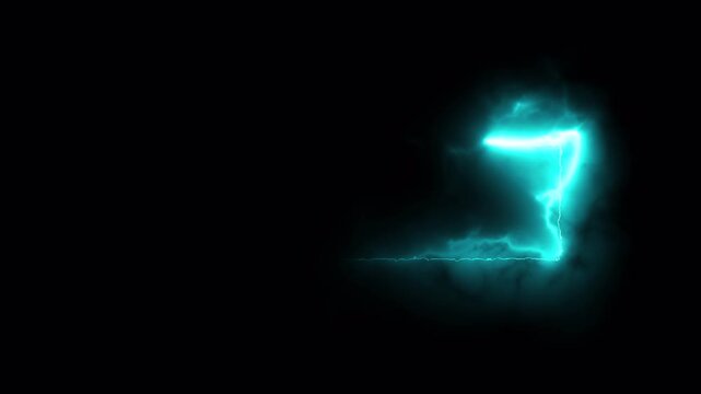 Dynamic Cyan Electric Energy Frame Animation on Black Background.