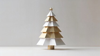 Abstract Christmas tree shape in minimalist design with neutral colors  