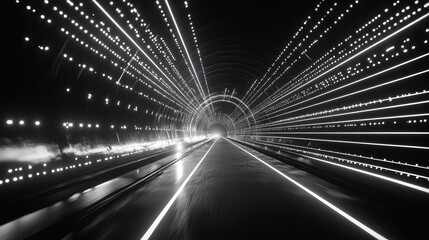 Futuristic data tunnel transporting information at high speed