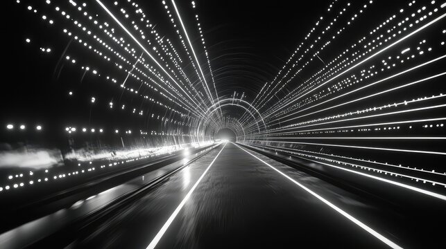 Futuristic data tunnel transporting information at high speed