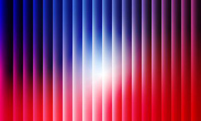 Obraz premium Glass ripple texture with dark gradient background and vivid orange, blue, and lilac light streaks. Futuristic distortion, moody abstract glow, reeded vertical blur. Vector illustration