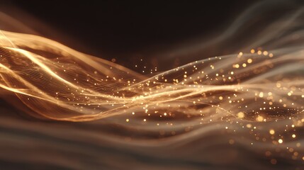 Golden light trails flowing with sparkling particles