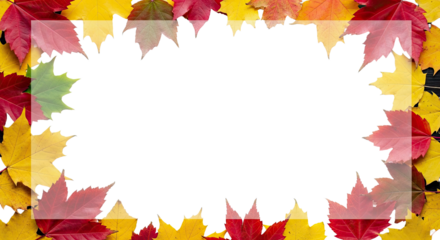 Vibrant Autumn Leaves Border Frame Background Featuring Dynamic Fall Colors and Copyspace