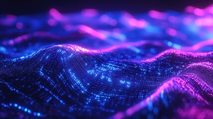 Digital wave particles forming an abstract futuristic network