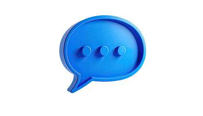 Isolated, 3D, blue speech bubble with three dots in center