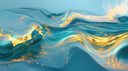 Liquid gold waves flowing creating abstract glitter texture