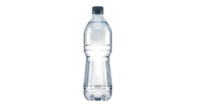 Plastic water bottle isolated on transparent background clear bottle with water for drinking healthy lifestyle, fitness, sport, and hydration concept