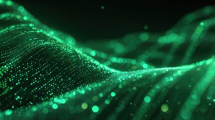 Green digital wave displaying futuristic data flow