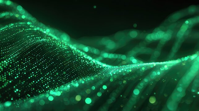 Green digital wave displaying futuristic data flow