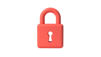 Red-pink 3D padlock, front-view, centered, against black