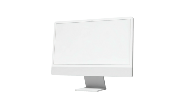 Clean, white desktop computer on a stand