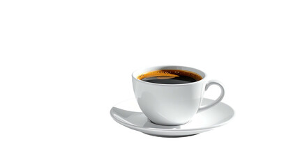 Dark coffee in a white cup on saucer, simple elegance