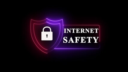 Internet Safety Cyber Secure Browsing Illustration. security system sign in idea black Background. 4k vedio.