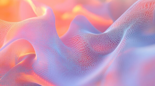 Colorful abstract mesh waves flowing digital art background