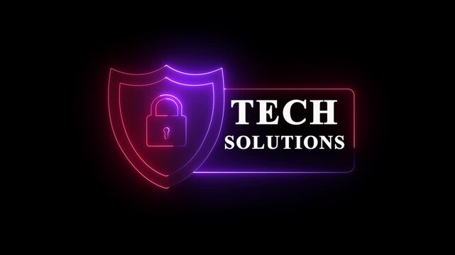 Tech Solutions Digital Service Logo Design. security system sign in idea black Background. 4k vedio.