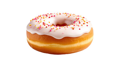 Glazed donut with sprinkles against a stark black background (2)