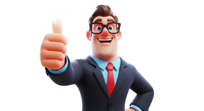 Cheerful businessman giving thumbs up gesture success business confidence transparent background - Powered by Adobe