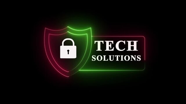 Tech Solutions Digital Service Logo Design. security system sign in idea black Background. 4k vedio.