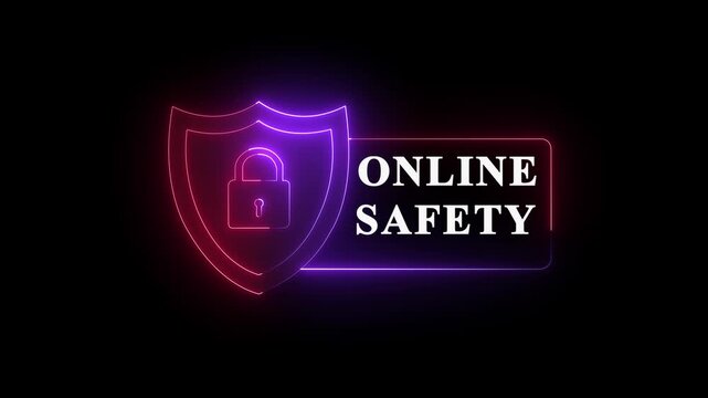 Online Safety Secure Web Browsing Concept. security system sign in idea black Background. 4k vedio.