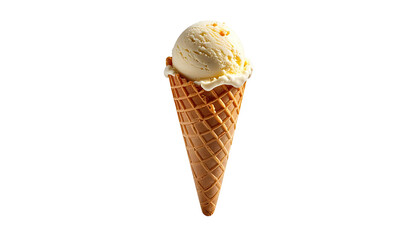 Ice cream scoop in a waffle cone against a black background