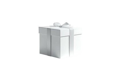 White gift box with ribbon isolated against a black backdrop