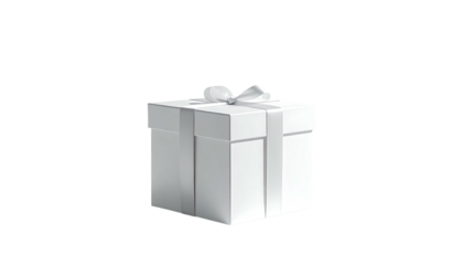 White gift box with ribbon isolated against a black backdrop