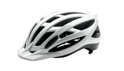 Sleek white mountain bike helmet with vents and visor on black