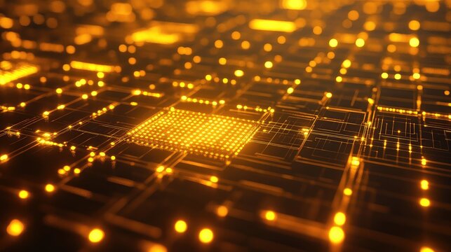 Glowing digital circuit board processing data for ai - Powered by Adobe