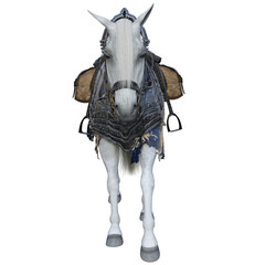 3D rendered illustration of a knight's medieval horse with an armor isolated on transparent background