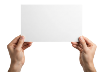 Mockup of a Horizontal Piece of Paper for Text or Graphic Design, Cut Out, Clipping Path, Isolated on a Transparent PNG Background.