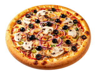 Tasty Italian Style Pizza with Assorted Meats and Cheese