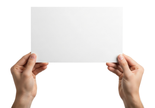 Mockup of a Horizontal Piece of Paper for Text or Graphic Design, Cut Out, Clipping Path, Isolated on a Transparent PNG Background.