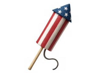 American flag rocket firework representing fourth of july celebration, us patriotism, and independence day