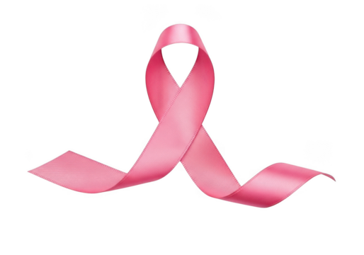 A single delicate pink awareness ribbon gracefully draped and flowing symbolizing hope and support for a vital cause isolated on transparent background