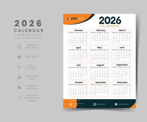 2026 calendar template with professional and creative layout
