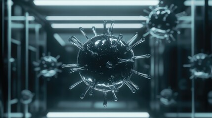 Virus particles multiplying in abstract scientific environment