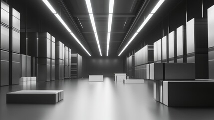 Server room abstract design featuring data center racks